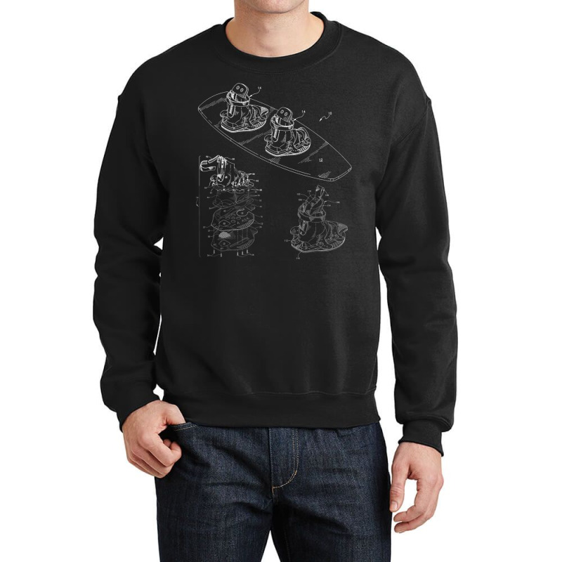 Wakeboard Blueprint Shirt   Wakeboarding Boat Wake Board Tee Crewneck Sweatshirt | Artistshot