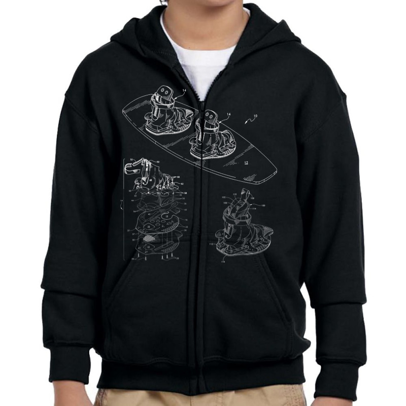 Wakeboard Blueprint Shirt   Wakeboarding Boat Wake Board Tee Youth Zipper Hoodie | Artistshot