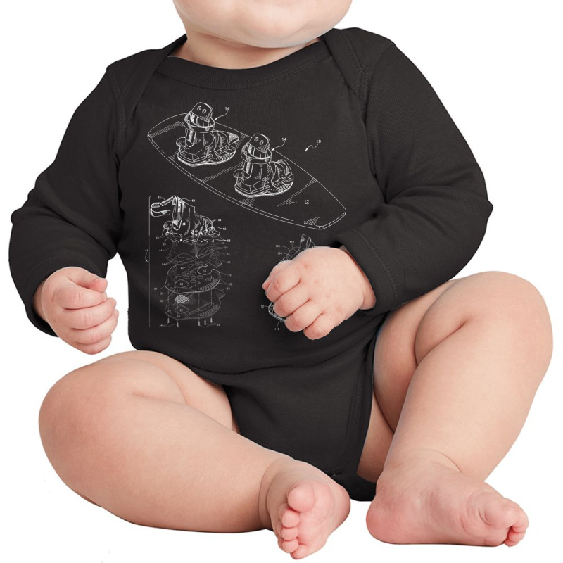 Wakeboard Blueprint Shirt   Wakeboarding Boat Wake Board Tee Long Sleeve Baby Bodysuit | Artistshot