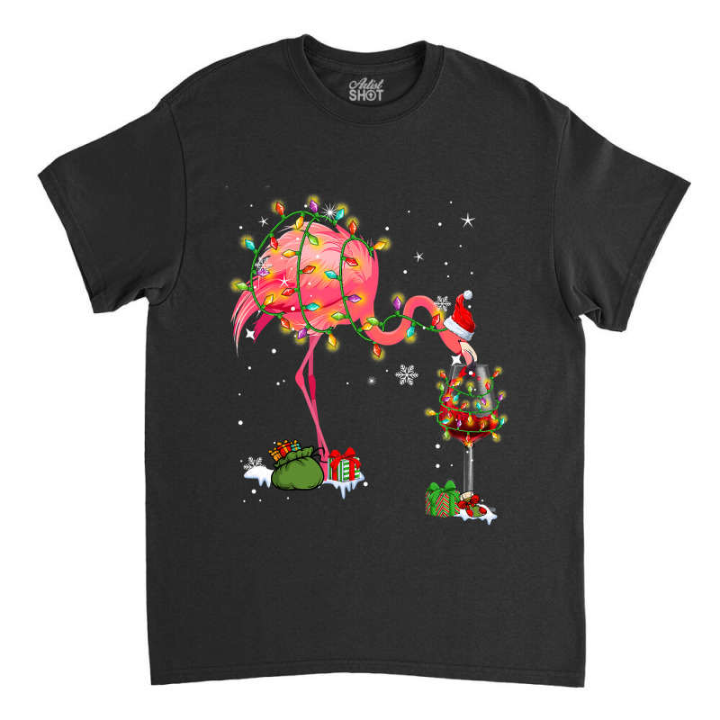 Flamingo Tropical Funny Flamingo Drinking Wine On Christmas Xmas Pajam Classic T-shirt by pester | Artistshot