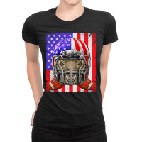 Football Sheep Football Usa Flag Merica Farm Animal Football 228 Ladies Fitted T-shirt | Artistshot