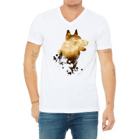 Husky Dog Silhouette  American Husky  Siberian Husky T Shirt V-neck Tee | Artistshot