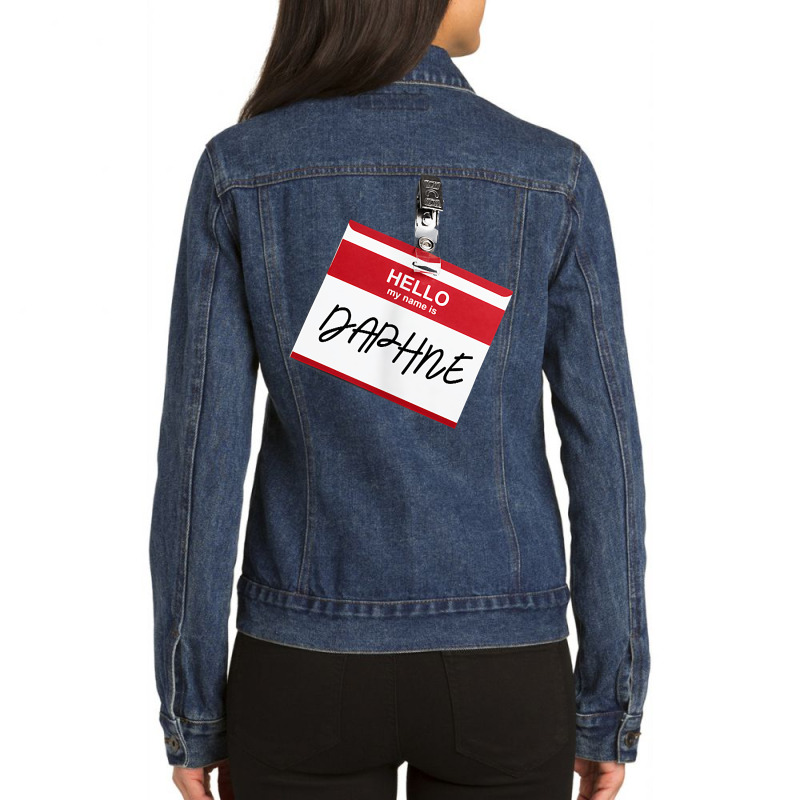 Hello My Name Is Daphne Funny Halloween Name Tag Custome T Shirt Ladies Denim Jacket by dubrayhecallezhd | Artistshot