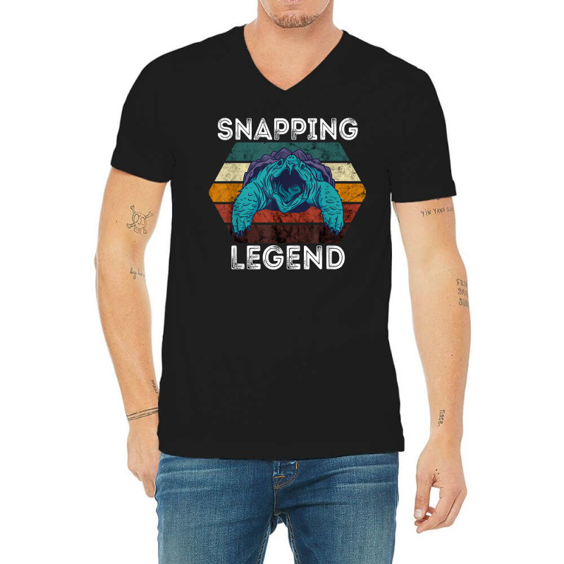 Snapping Legend Aligator Snapping Turtle Retro Reptile Lover T Shirt V-neck Tee | Artistshot