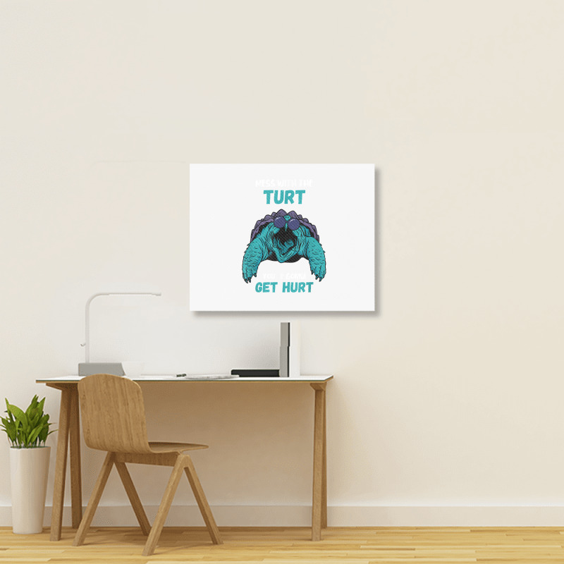 Snapping Turtle Mess With The Turt Snapping Turtle Lover T Shirt Landscape Canvas Print | Artistshot