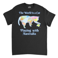 Funny World Is A Cat Playing Map T Shirt Classic T-shirt | Artistshot