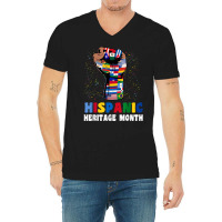 Hispanic Heritage Month Colorful Countries Flags Latinx Hand T Shirt V-neck Tee | Artistshot