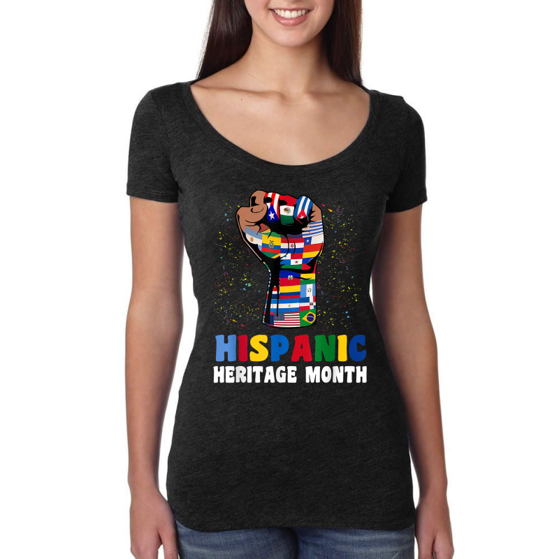 Hispanic Heritage Month Colorful Countries Flags Latinx Hand T Shirt Women's Triblend Scoop T-shirt by klezgbnist | Artistshot