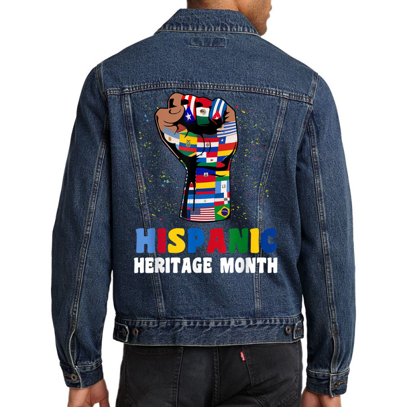 Hispanic Heritage Month Colorful Countries Flags Latinx Hand T Shirt Men Denim Jacket by klezgbnist | Artistshot