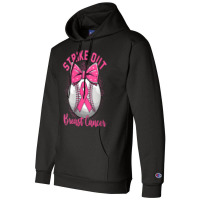 Womens Strike Out Breast Cancer Awareness Day Pink Ribbon Baseball Champion Hoodie | Artistshot