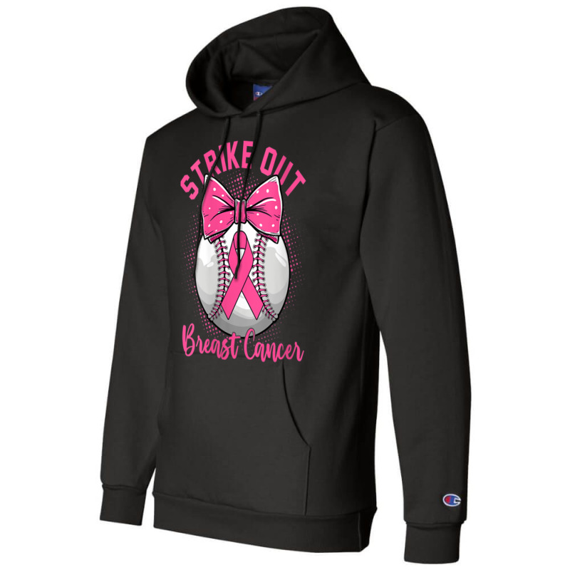 Womens Strike Out Breast Cancer Awareness Day Pink Ribbon Baseball Champion Hoodie by LaytonDesign | Artistshot