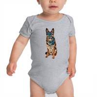 Sitting German Shepherd Dog With Mouth Open Isolated On A White Backgr Baby Bodysuit | Artistshot