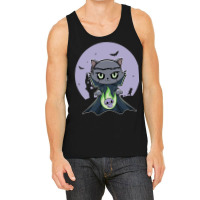 Black Cat Vampire Dracula And Magic Anime Halloween Fire Tank Top | Artistshot