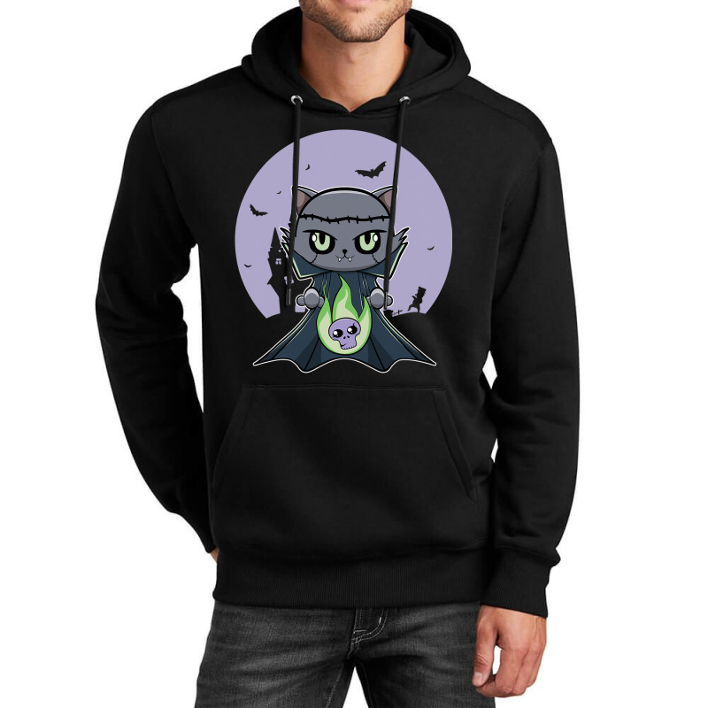 Black Cat Vampire Dracula And Magic Anime Halloween Fire Unisex Hoodie | Artistshot