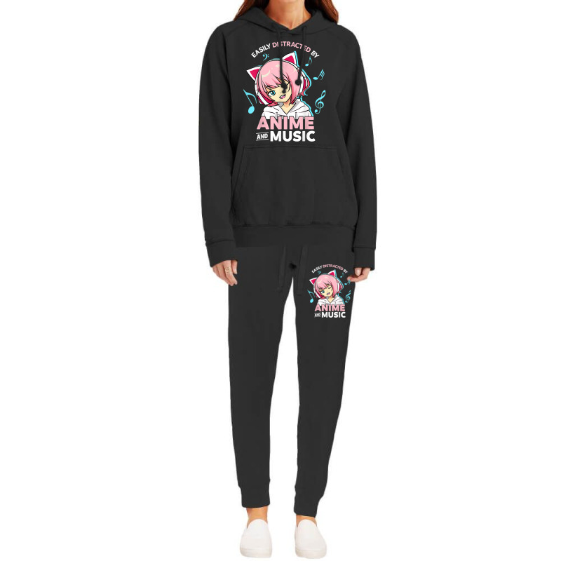 Easily Distracted By Anime And Music Women Anime Teen Girls Hoodie & Jogger set by MadisonDesign | Artistshot