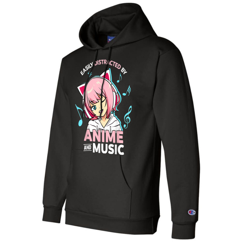 Easily Distracted By Anime And Music Women Anime Teen Girls Champion Hoodie by MadisonDesign | Artistshot