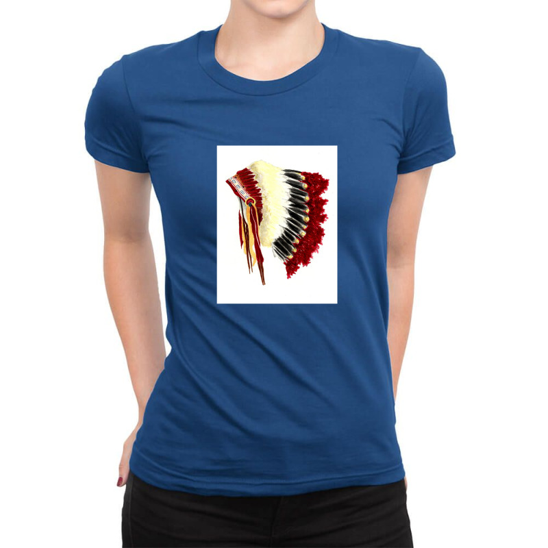 Native American Headdress Ladies Fitted T-Shirt by magicbooshrooms | Artistshot