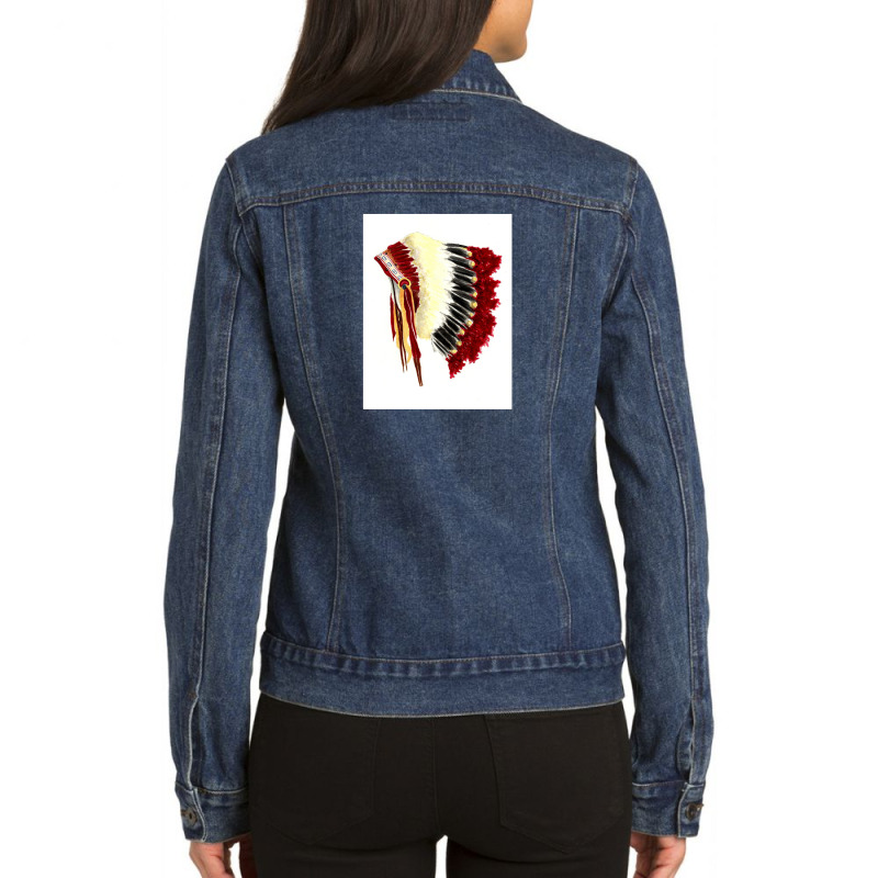 Native American Headdress Ladies Denim Jacket by magicbooshrooms | Artistshot