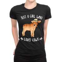 Fun Cute Just A Girl Who Loves Cows Ladies Fitted T-shirt | Artistshot