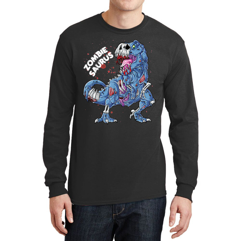 Zombie Saurus Halloween Boys Dinosaur T Rex Skeleton Skull Women Men Long Sleeve Shirts | Artistshot