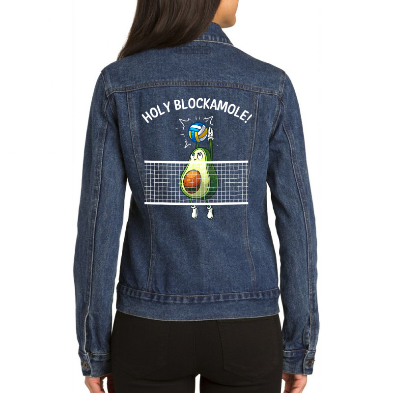 Funny Volleyball For Men Women Holy Guacamole Player Blocker T Shirt Ladies Denim Jacket by sieuduong86 | Artistshot