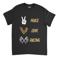 Women's Racing Design Kids Girls Peace Love Racing Race Flag Video Gam Classic T-shirt | Artistshot