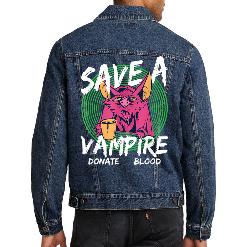 Save A Vampire Donate Blood T Shirt Men Denim Jacket by woestebjparmal | Artistshot