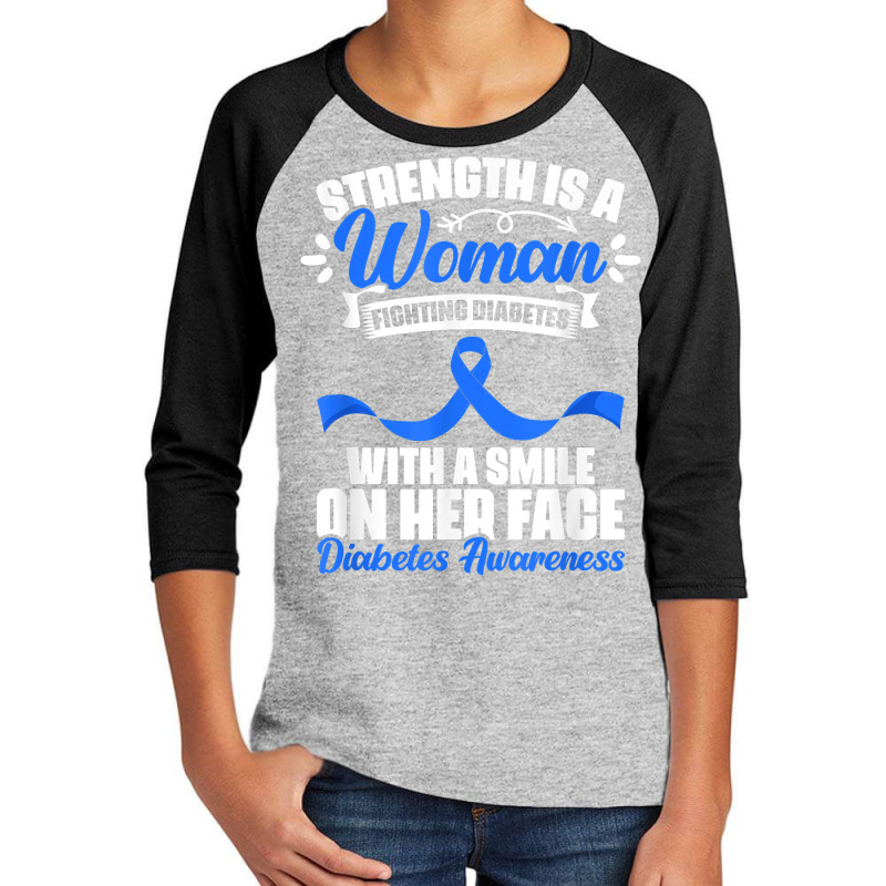 Woman Fighting Diabetes Warrior Diabetic Diabetes Awareness T Shirt Youth 3/4 Sleeve | Artistshot