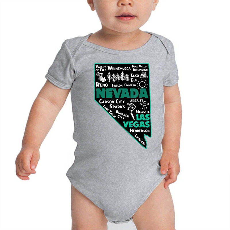 Nevada Las Vegas Map Winnemucca Reno Elko Ely Carson City T Shirt Baby Bodysuit | Artistshot