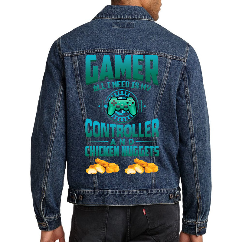 Gamer  For Kids Adults Video Games Chicken Nuggets Men Denim Jacket | Artistshot