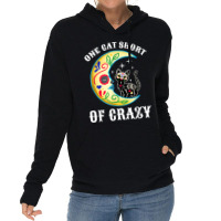 One Cat Short Of Crazy Sugar Skull Moon And Kitten Painting Lightweight Hoodie | Artistshot