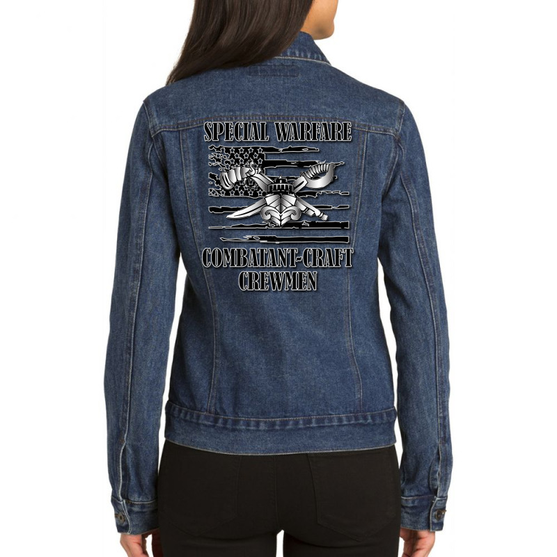 Us Naval Swcc (back Design) Pullover Hoodie Ladies Denim Jacket by munceylsareiasjr | Artistshot