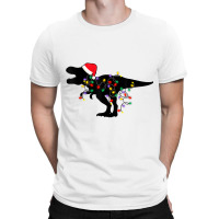 Dinosaur Christmas Lights T Rex Xmas Pajamas Boys Kids Adult Graphic T-shirt | Artistshot