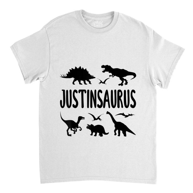 Dinosaur T Rex Justin Justinsaurus Boys Dino Name My Favorite People Classic T-shirt | Artistshot