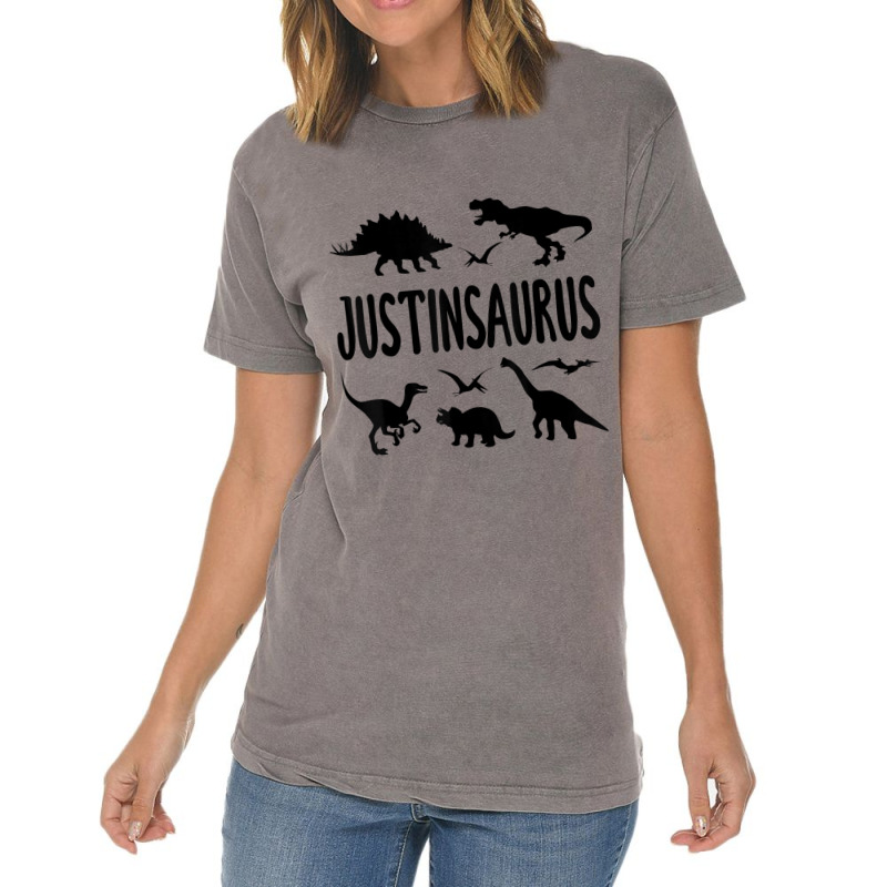 Dinosaur T Rex Justin Justinsaurus Boys Dino Name My Favorite People Vintage T-shirt | Artistshot