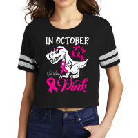 In October We Wear Pink Dinosaur Breast Cancer Awareness Scorecard Crop Tee | Artistshot