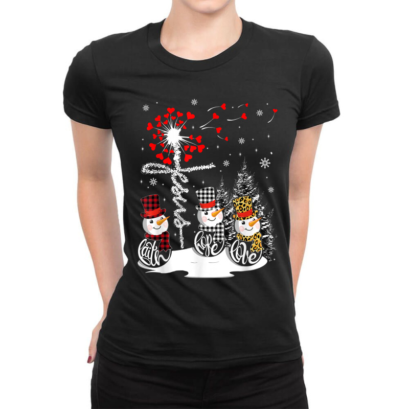 Faith Hope Love Snowman Jesus Dandelion Christian Christmas Women My F Ladies Fitted T-Shirt by FrederickDesign | Artistshot