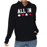 Womens Poker All In Texas Hold'em Gambling Playing Cards Gift V Neck T Lightweight Hoodie | Artistshot