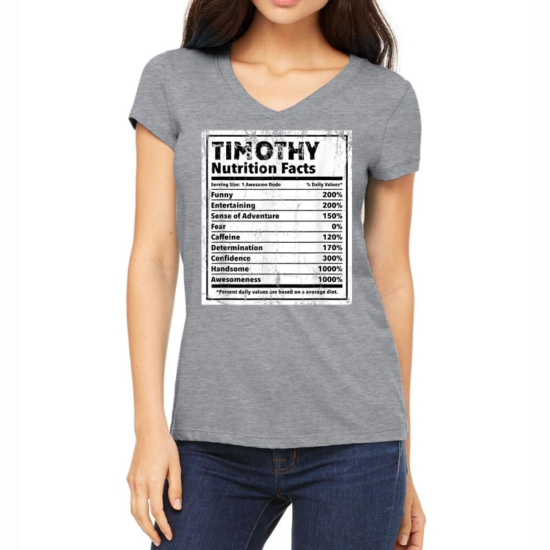 Timothy Nutrition Facts Funny Name Humor Nickname T Shirt Women's V-Neck T-Shirt by pilusoekyokeln | Artistshot