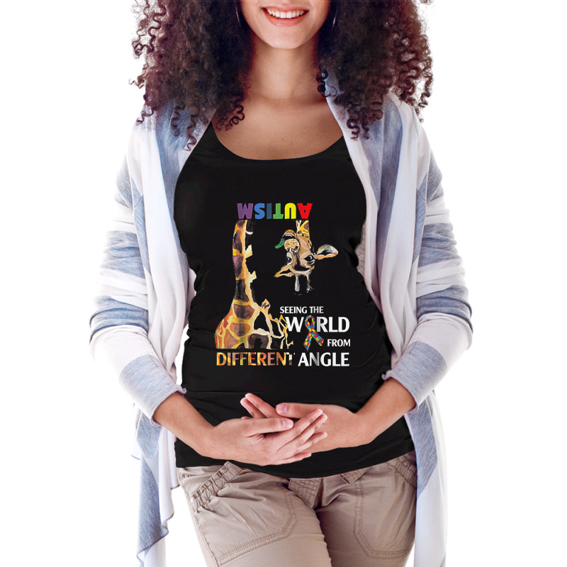 Giraffe Autism Seeing The World From Different Angle Tshirt T Shirt Maternity Scoop Neck T-shirt by sieuduong86 | Artistshot