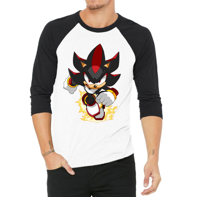 Black Super Hedgehog Running Forward 3/4 Sleeve Shirt by ThomasRNovotny | Artistshot