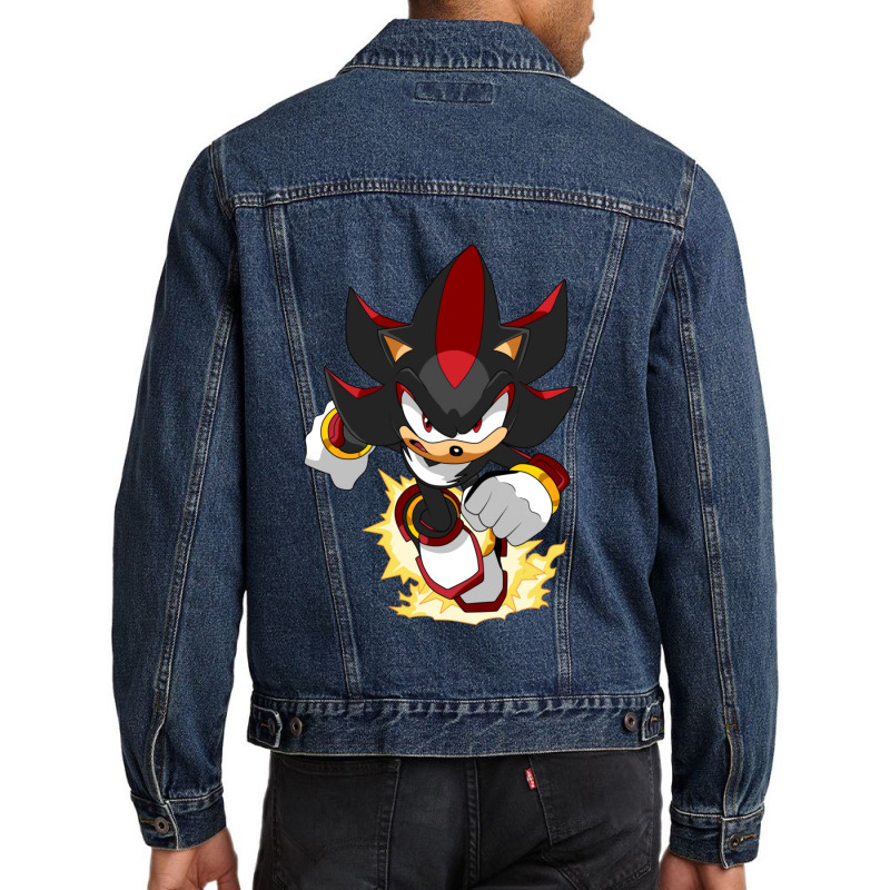 Black Super Hedgehog Running Forward Men Denim Jacket by ThomasRNovotny | Artistshot