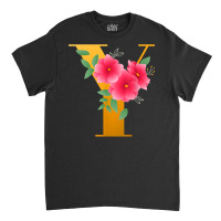 Floral Y Alphabet Cute Initial Monogram Letter Y Graphic T Shirt Classic T-shirt | Artistshot