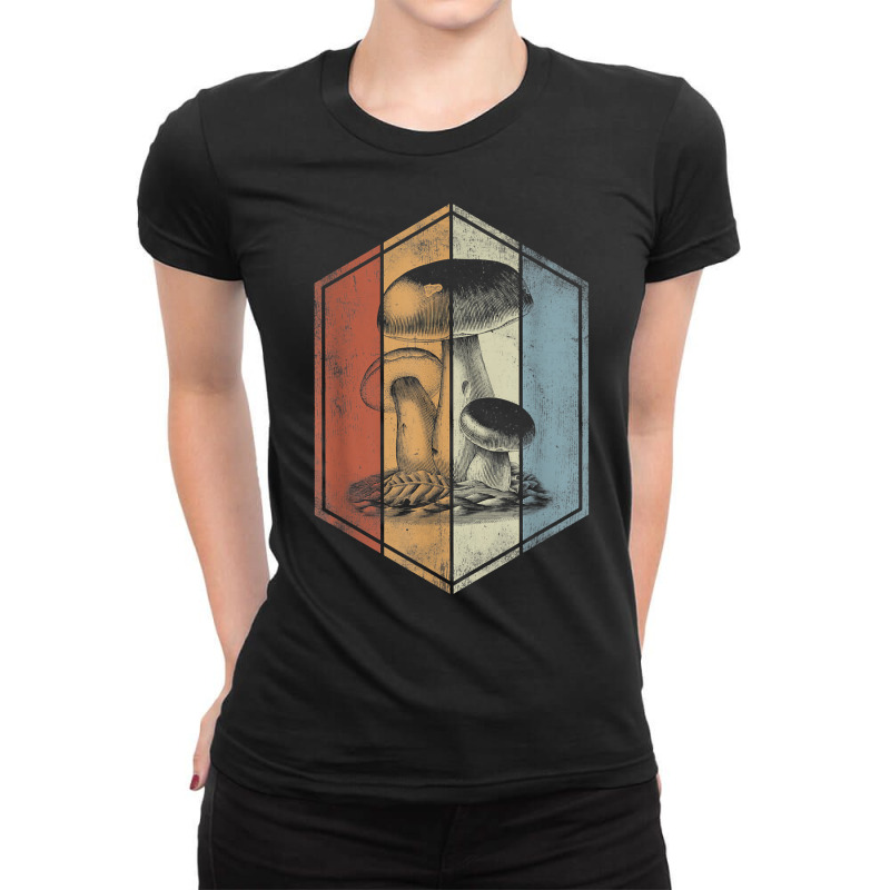 Mushroom Retro Style Mycology Fungi Foraging Mushroom Lover T Shirt Ladies Fitted T-Shirt by milkeyderamse | Artistshot