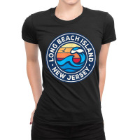 Long Beach Island New Jersey Nj Vintage Nautical Waves Desig T Shirt Ladies Fitted T-shirt | Artistshot