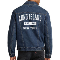 Long Island New York Ny Vintage Established Sports Design Sweatshirt Men Denim Jacket | Artistshot