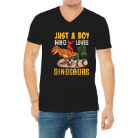 Just A Boy Who Loves Dinosaurs Young Paleontologist V-neck Tee | Artistshot