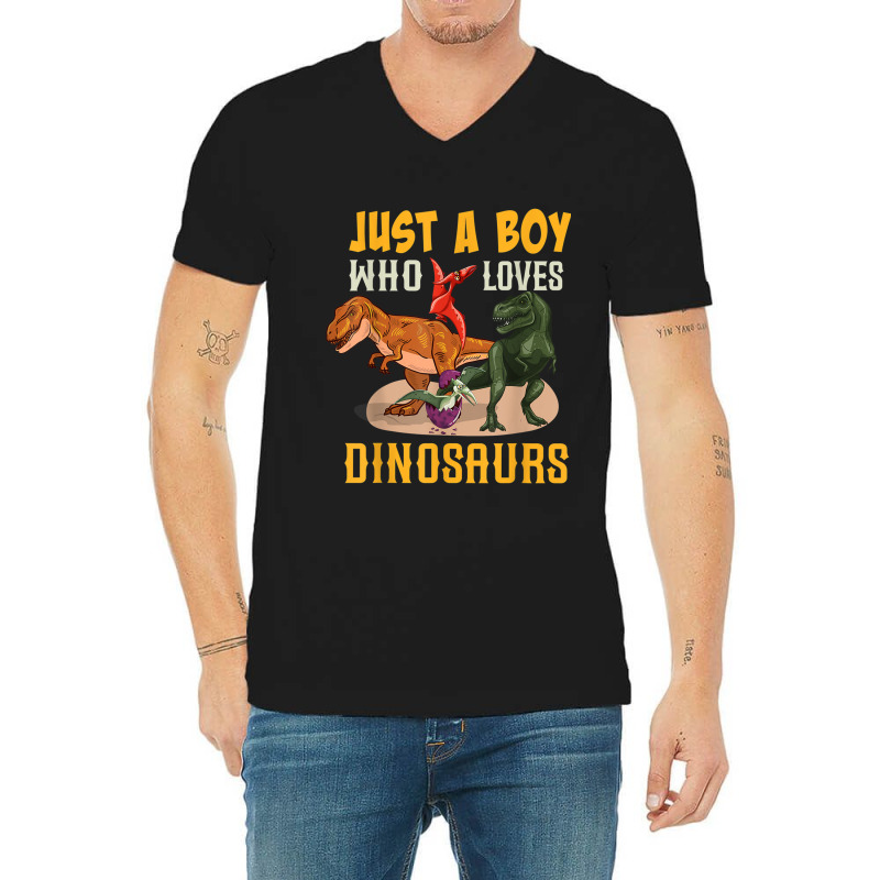 Just A Boy Who Loves Dinosaurs Young Paleontologist V-Neck Tee by Juan-Design | Artistshot