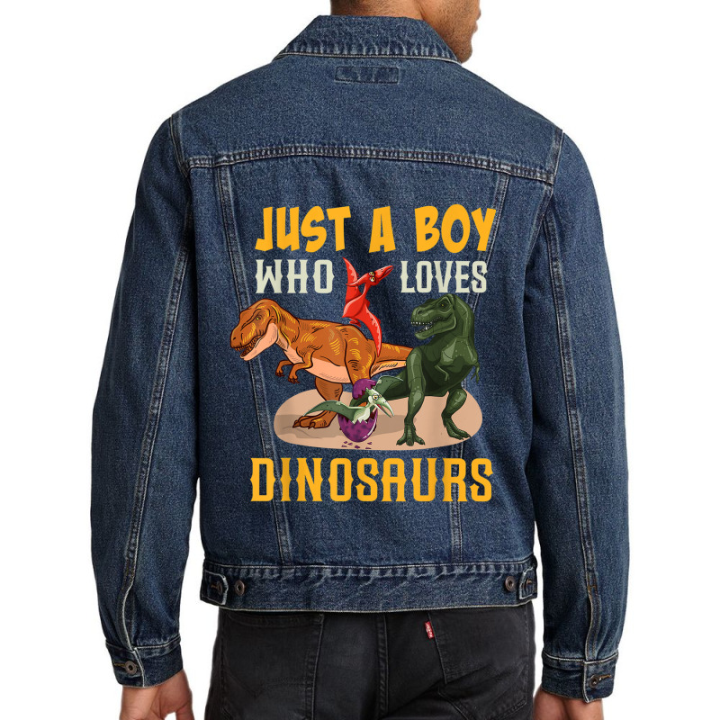 Just A Boy Who Loves Dinosaurs Young Paleontologist Men Denim Jacket by Juan-Design | Artistshot