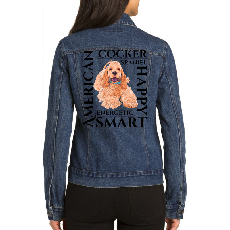 Cocker Spaniel T  Shirt Cocker Spaniel Dog Traits Gift T  Shirt Ladies Denim Jacket by teenytinywonder | Artistshot